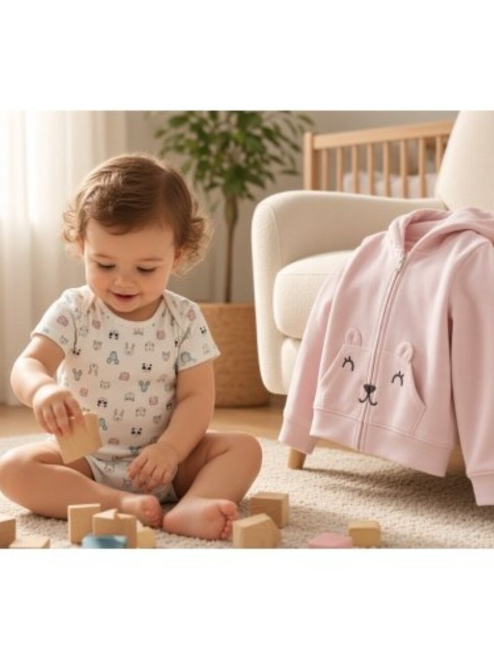 NWT Pink Hooded CARTER’S Zip Front Teddy Jacket and Bodysuit Girls 24 months